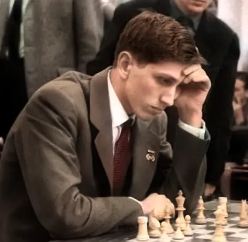 Bobby Fischer 1960 in Leipzig in color
