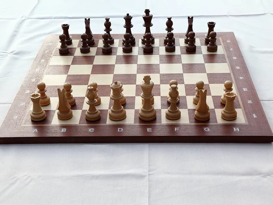 Chess board with chess set in opening position 2012
