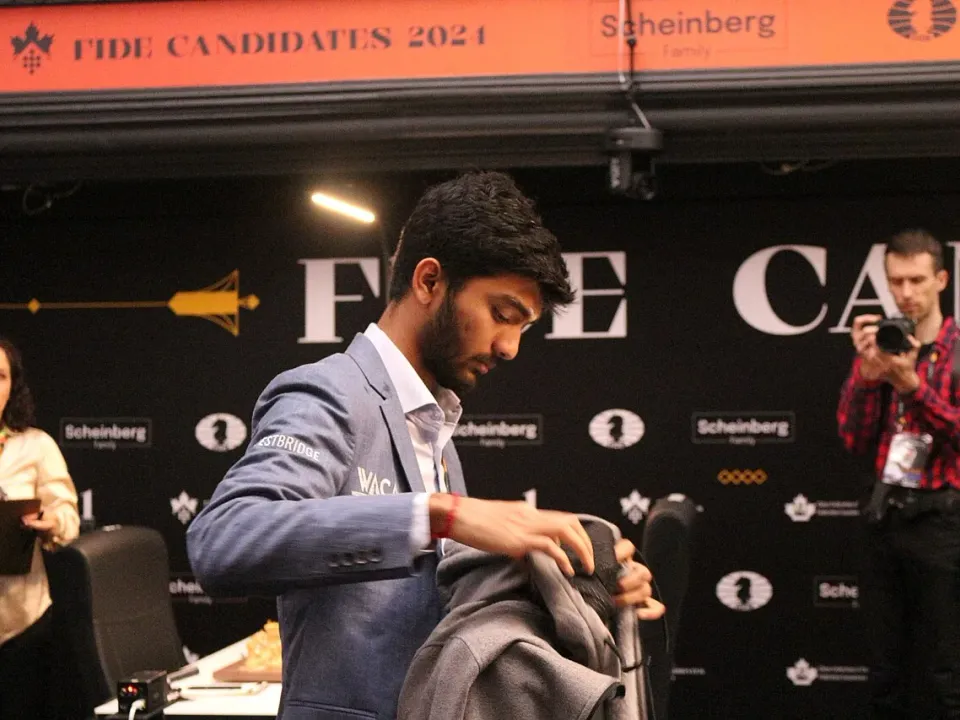 Gukesh D at the Candidates 2024 tournament