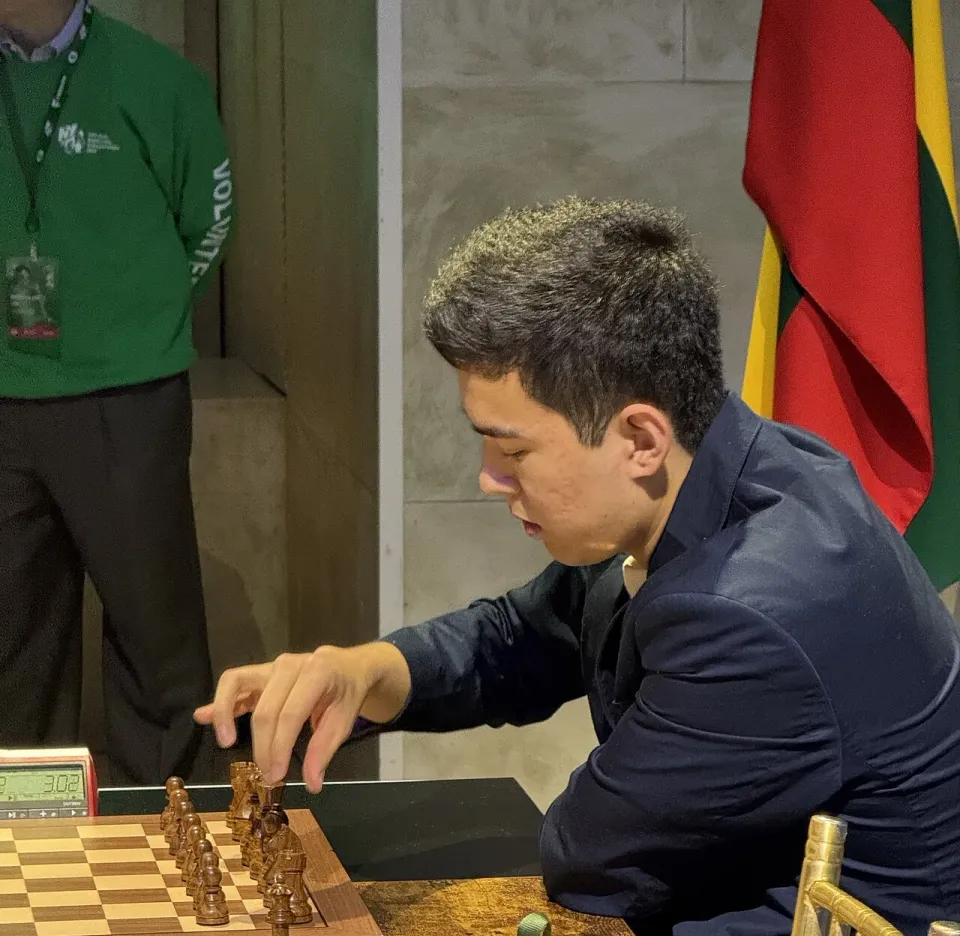 Nodirbek Abdusattorov during 2024 FIDE World Blitz Championship