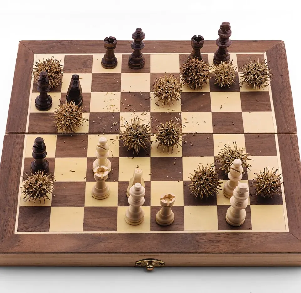 Battle field with chess board